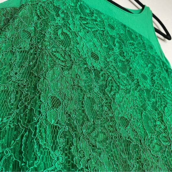 Leifsdottir Green Lace High Neck Bow Detail A Line Dress 2 - Picture 4 of 10